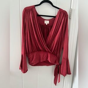 Deletta by Anthropologie red blouse with tie
